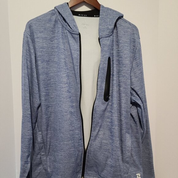 ZELOS TECH FLEECE COMFORT LIGHTWEIGHT ZIP HOODIE- CALM BLUE MEN'S MEDIUM - Picture 6 of 14